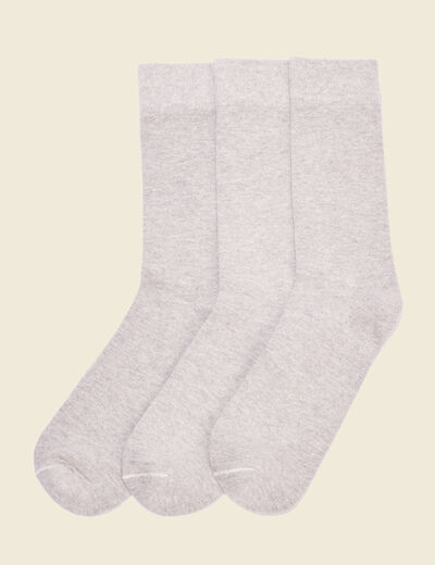 Lot 3 paires chaussettes gris clair homme