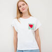 T-shirt droit col rond manches courtes blanc femme