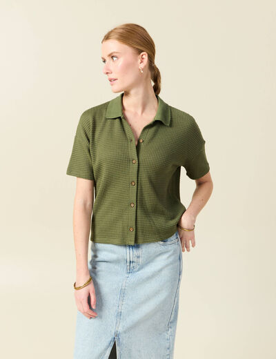 Polo éco-responsable vert kaki femme