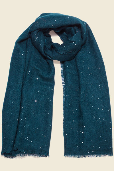 Écharpe à sequins bleu canard femme