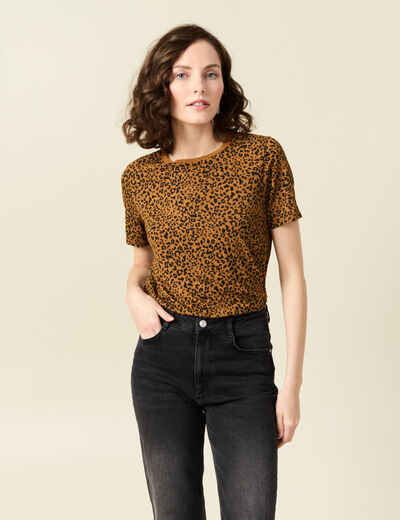 T-shirt manches courtes marron femme