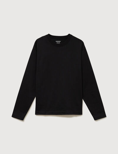 T-shirt en coton manches longues noir homme
