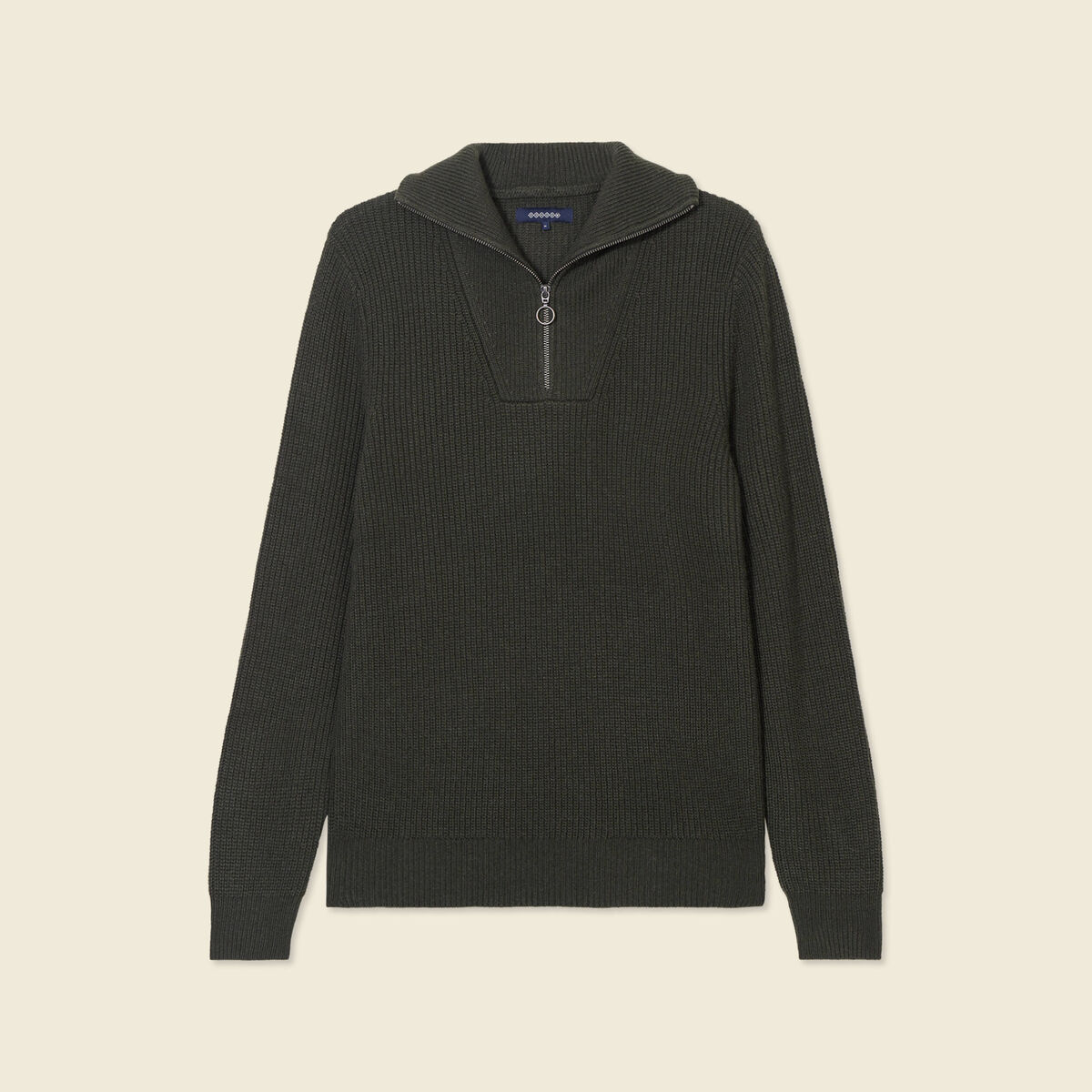 Pull col camionneur vert kaki homme