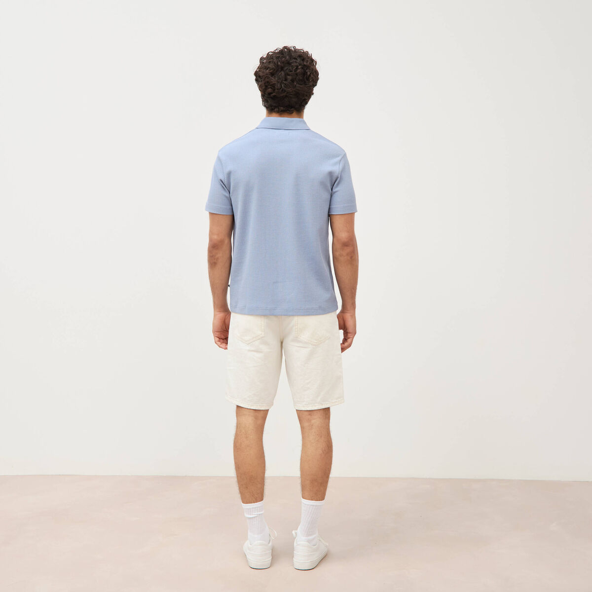 Polo manches courtes bleu gris homme