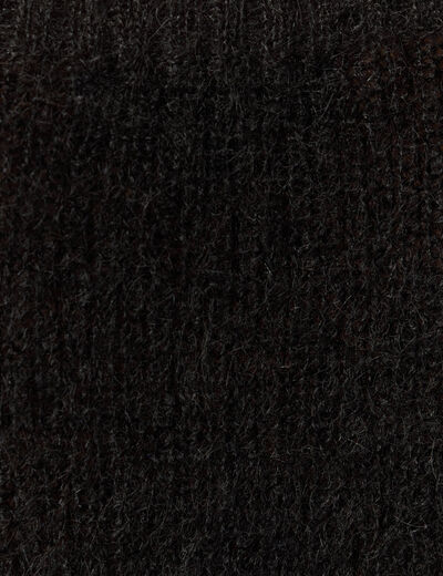 Pull manches longues col rond noir femme