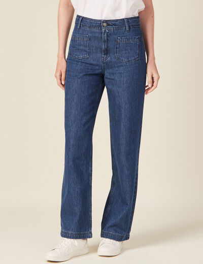 Jeans jambe large denim brut femme