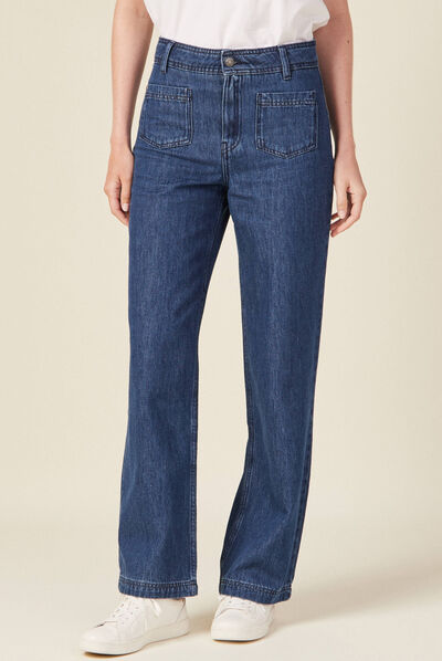 Jeans jambe large denim brut femme