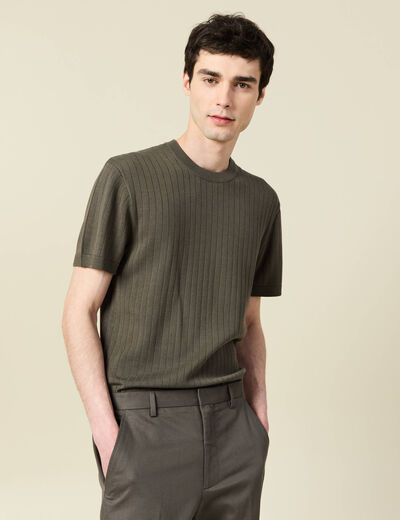 T-shirt manches courtes vert fonc&eacute; homme