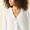 Blouse manches longues col tunisien blanc femme