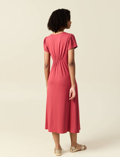 Robe longue droite rose framboise femme