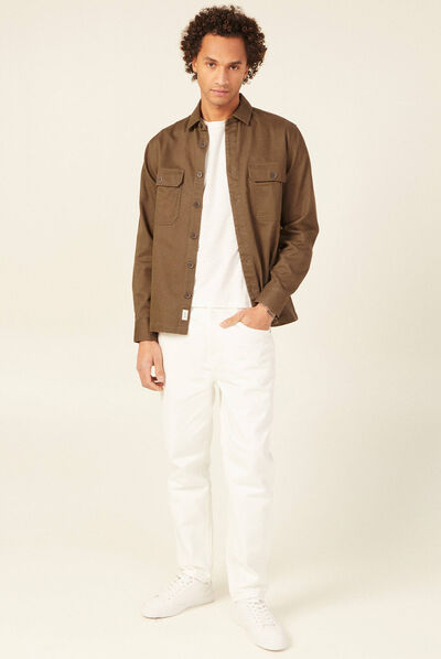 Surchemise manches longues taupe homme