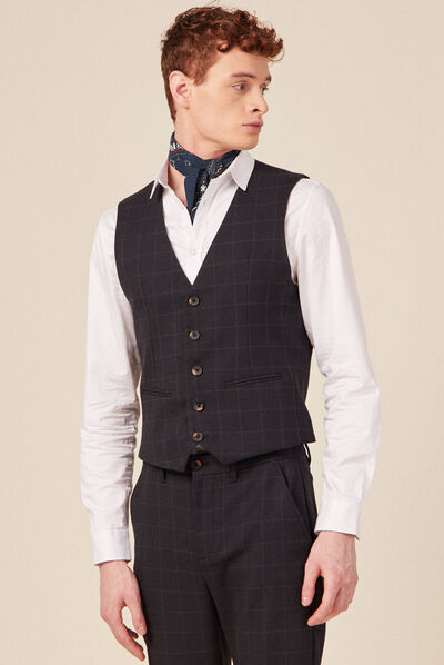 Veston sans manches gris foncé homme