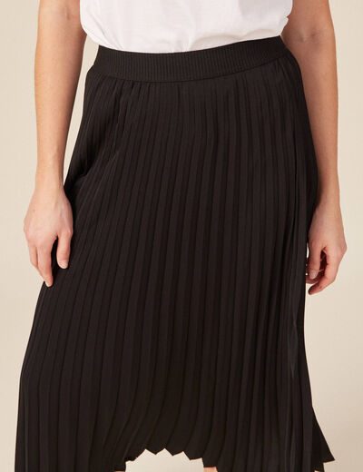 Jupe longue évasée plissée noir femme