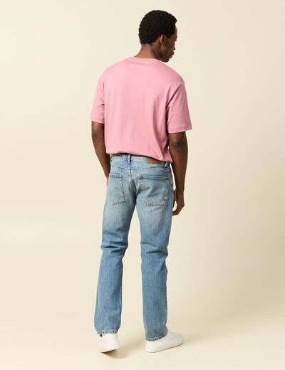 Jeans straight longueur 32 en coton denim stone homme