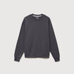 Sweat col rond manches longues en coton gris fonc&eacute; homme