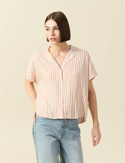 Chemise manches 3/4 orange femme
