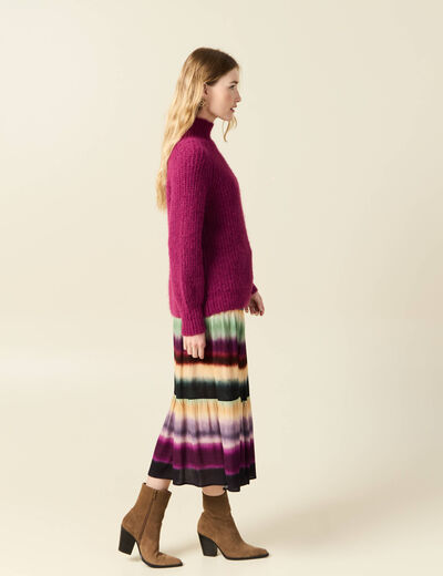 Pull manches longues prune femme