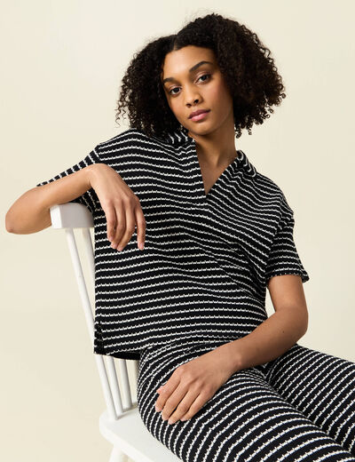 Polo manches courtes noir femme