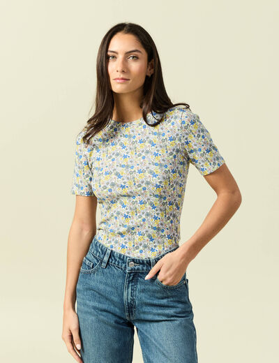 T-shirt manches courtes bleu femme
