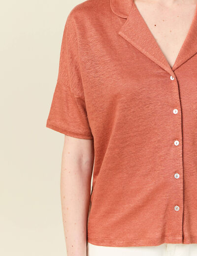 Chemise manches courtes orange femme