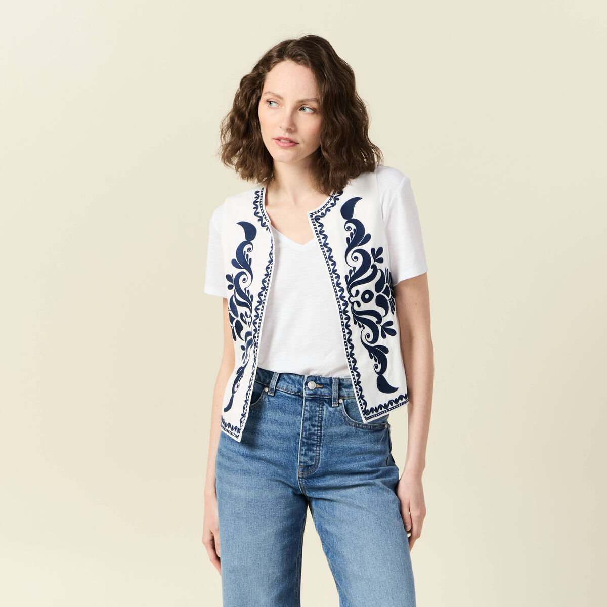 Gilet sans manches ecru femme