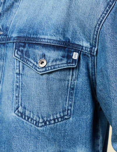 Veste droite en jean denim double stone homme