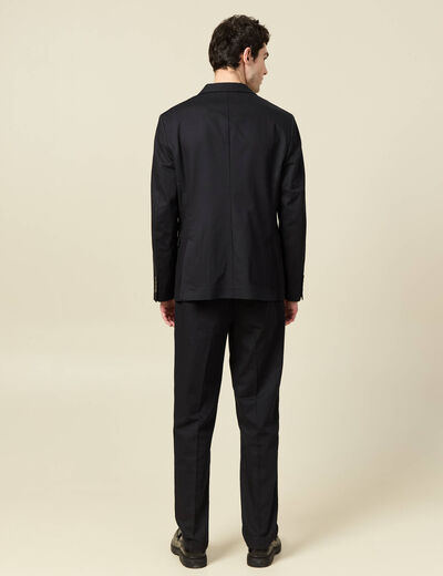 Blazer cintr&eacute; manches longues doubl&eacute; noir homme
