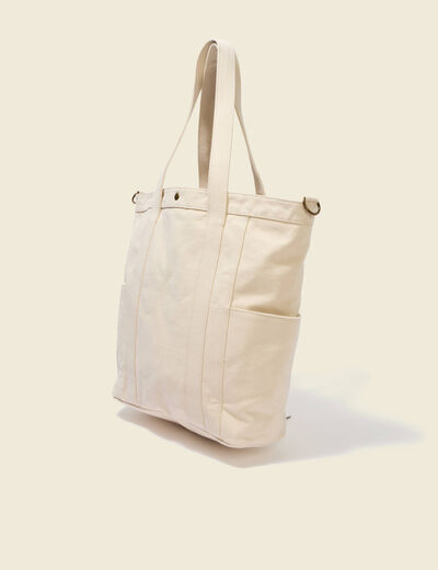 Cabas en coton avec doublure creme femme