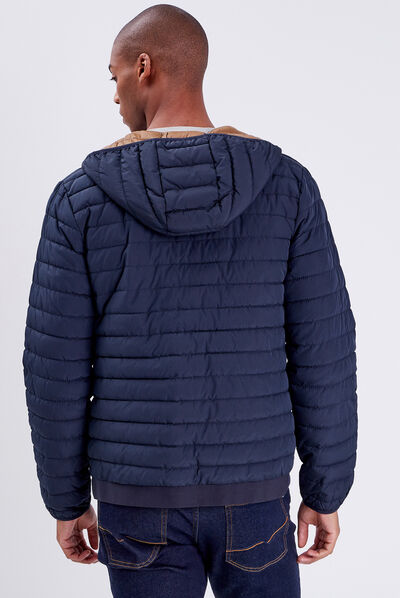 Doudoune droite à capuche bleu marine homme
