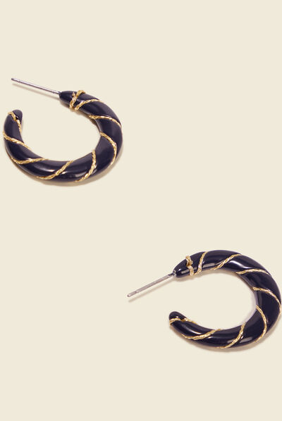 Boucles d'oreilles créoles bleu marine femme