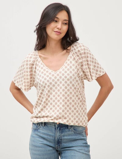 T-shirt manches courtes jaune pastel femme