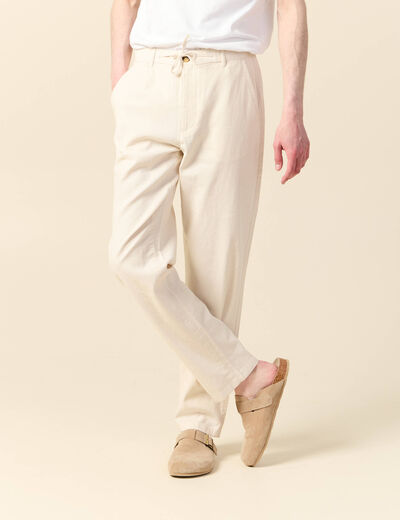 Pantalon chino droit beige homme