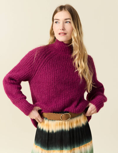 Pull manches longues prune femme