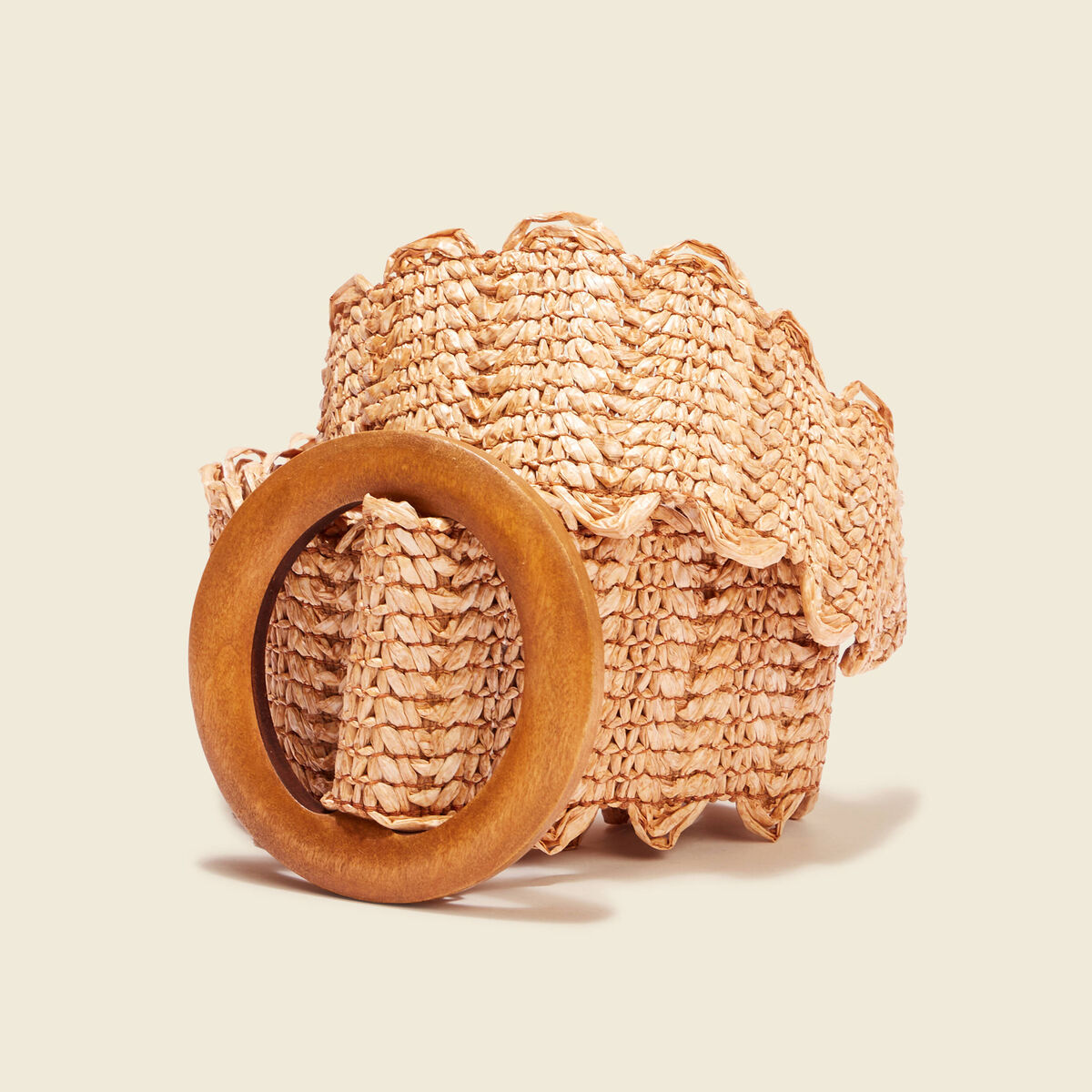 Ceinture large tressée beige femme