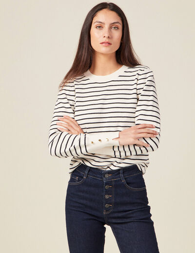 Pull manches longues ecru femme