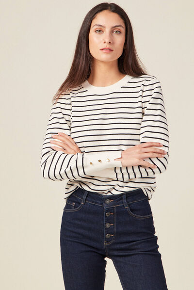 Pull manches longues ecru femme