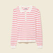 Polo ray&eacute; manches longues blanc femme