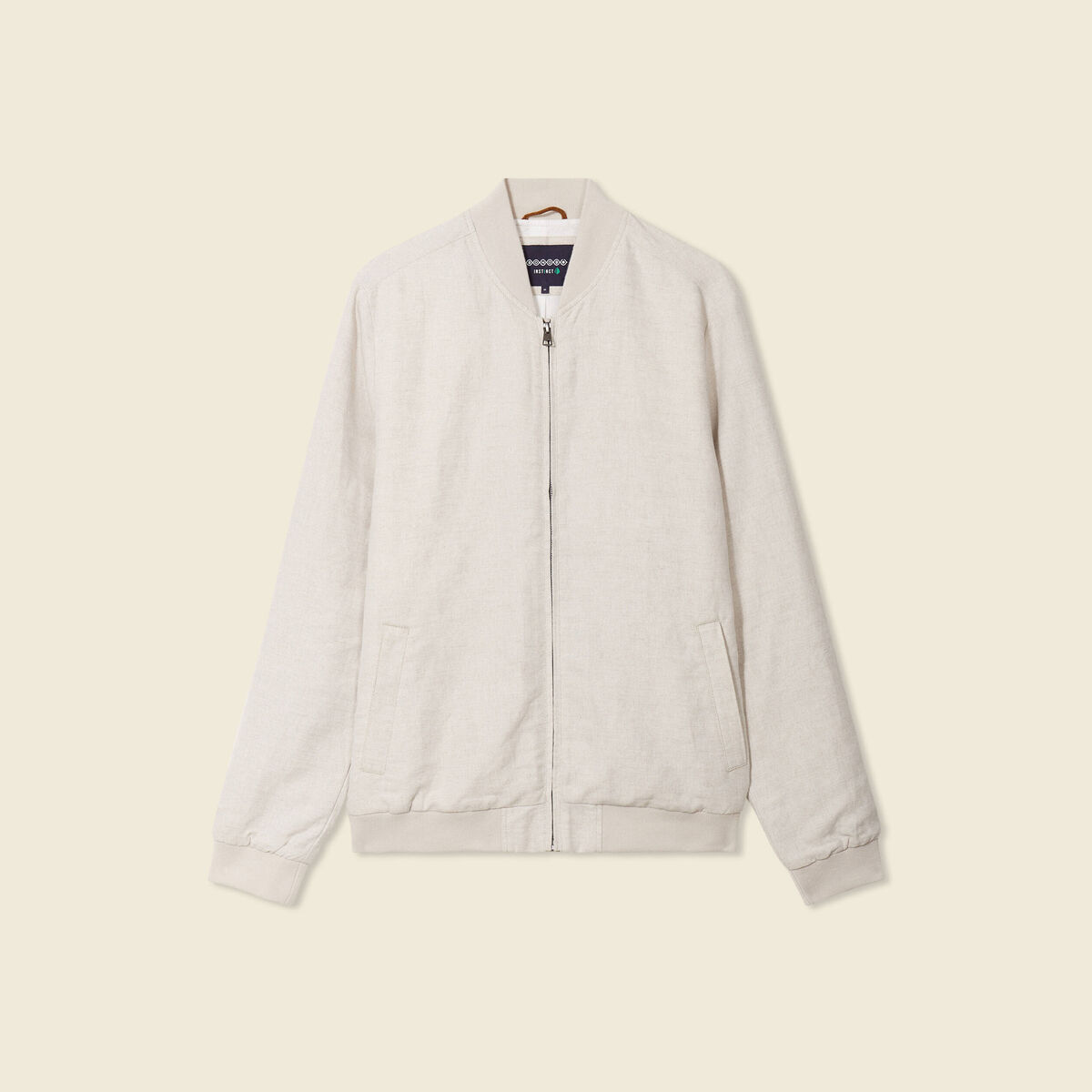 Veste droite zippée beige homme