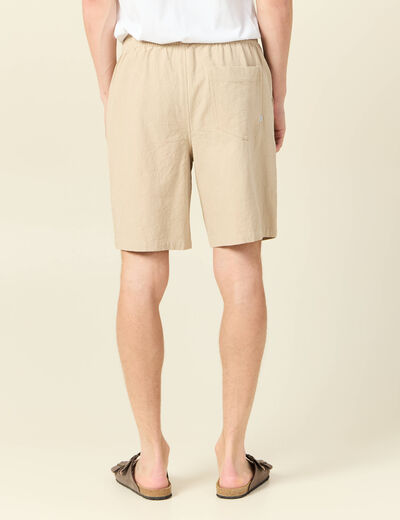 Bermuda droit à coulisse beige homme