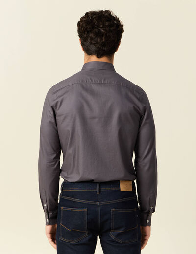 Col cintr&eacute; en coton manches longues gris fonc&eacute; homme