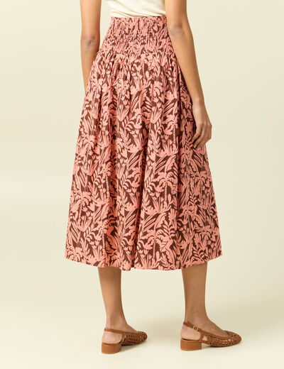 Jupe longue &eacute;vas&eacute;e en coton marron fonc&eacute; femme