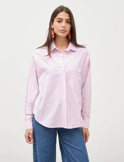Chemise manches longues rose femme