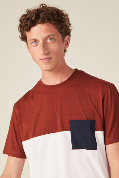 T-shirt éco-responsable marron cognac homme