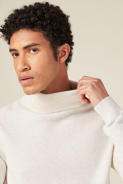 Pull manches longues ecru homme