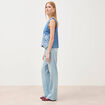 Top en jeans sans manches col rond bleu clair femme