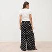 Pantalon large taille haute noir femme