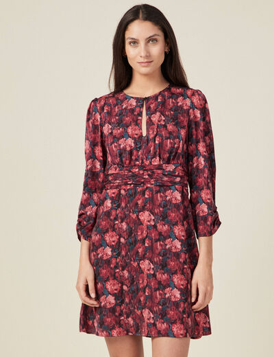 Robe droite manches 3/4 noir femme