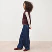 Cardigan droit sans manches doubl&eacute; bordeaux femme