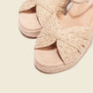 Sandales compensées paille creme femme