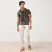 T-shirt droit col rond manches courtes vert fonc&eacute; homme